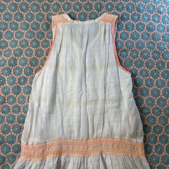 Free People White and Orange Plaid Cover Up Mini Dress Size XS - Picture 5 of 5